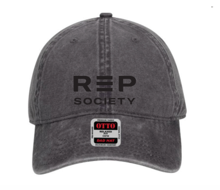 Rep Society Low Profile Washed Cap - Charcoal Grey - Unisex