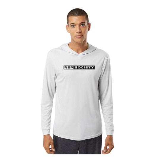 Rep Society Performance Long Sleeve Hooded T-Shirt - Aluminum - Unisex
