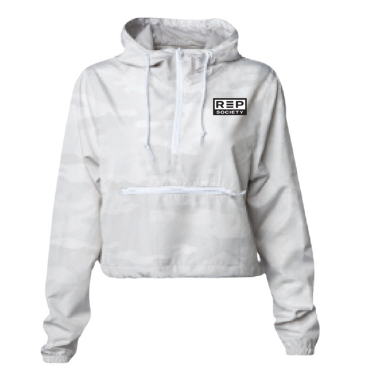 Rep Society Cropped Windbreaker - White Camo - Women